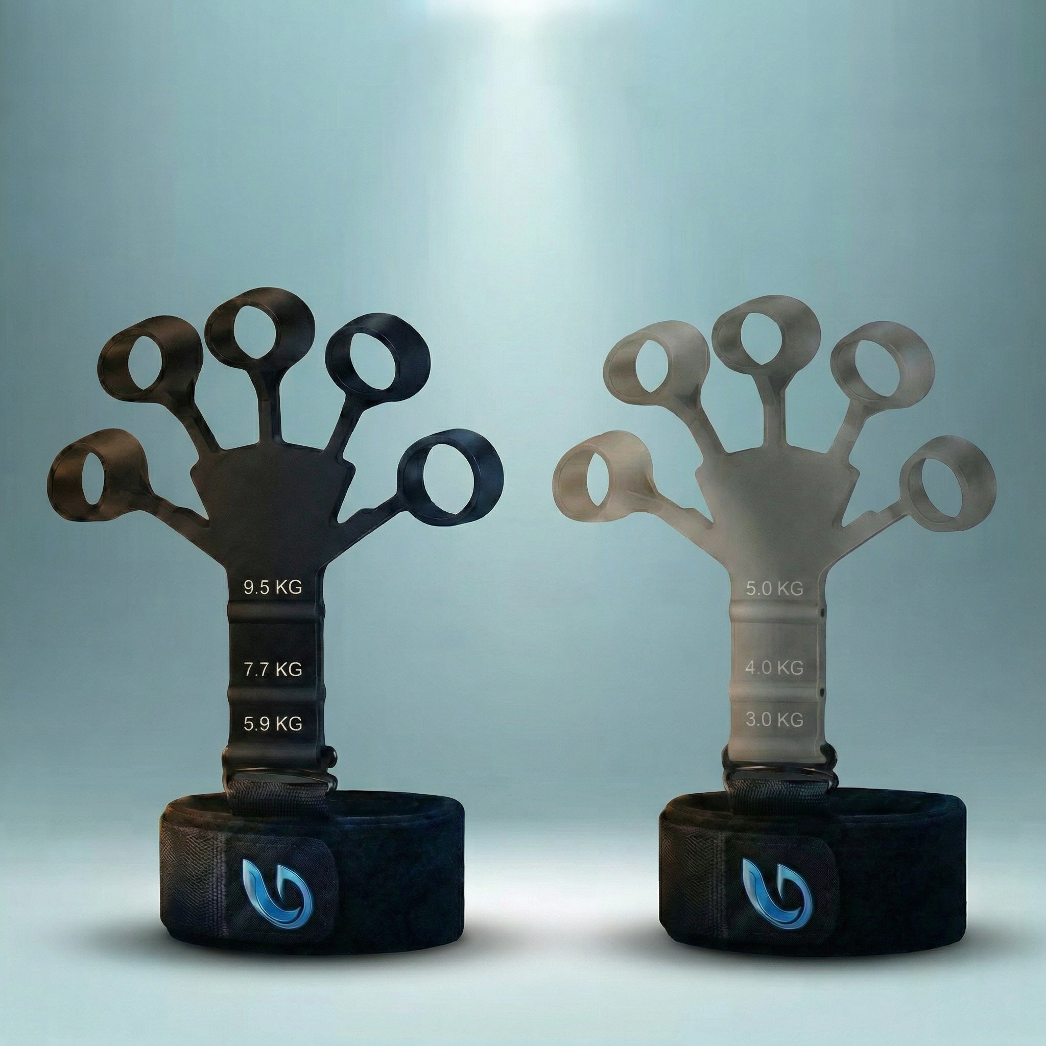 Gyrova ProGrip Fingertrainer Set in Schwarz und Grau - Verstellbarer Widerstand für gezieltes Unterarmtraining, Klettern und Rehabilitation