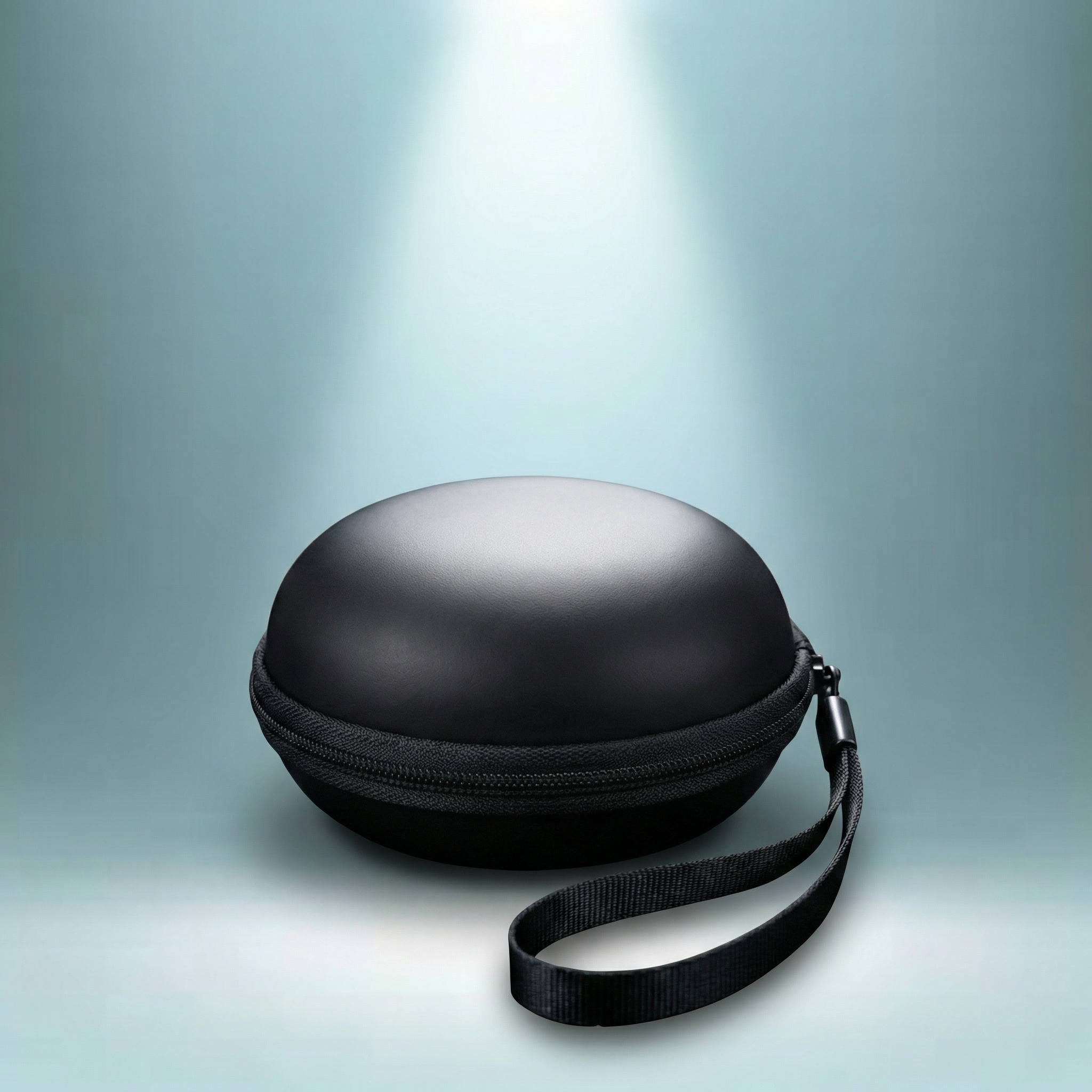 Das Gyrova SafeCase™ – Eine robuste, schwarze Hardcase-Schutzhülle mit Trageschlaufe für den sicheren Transport von Gyroballs und Handtrainern.